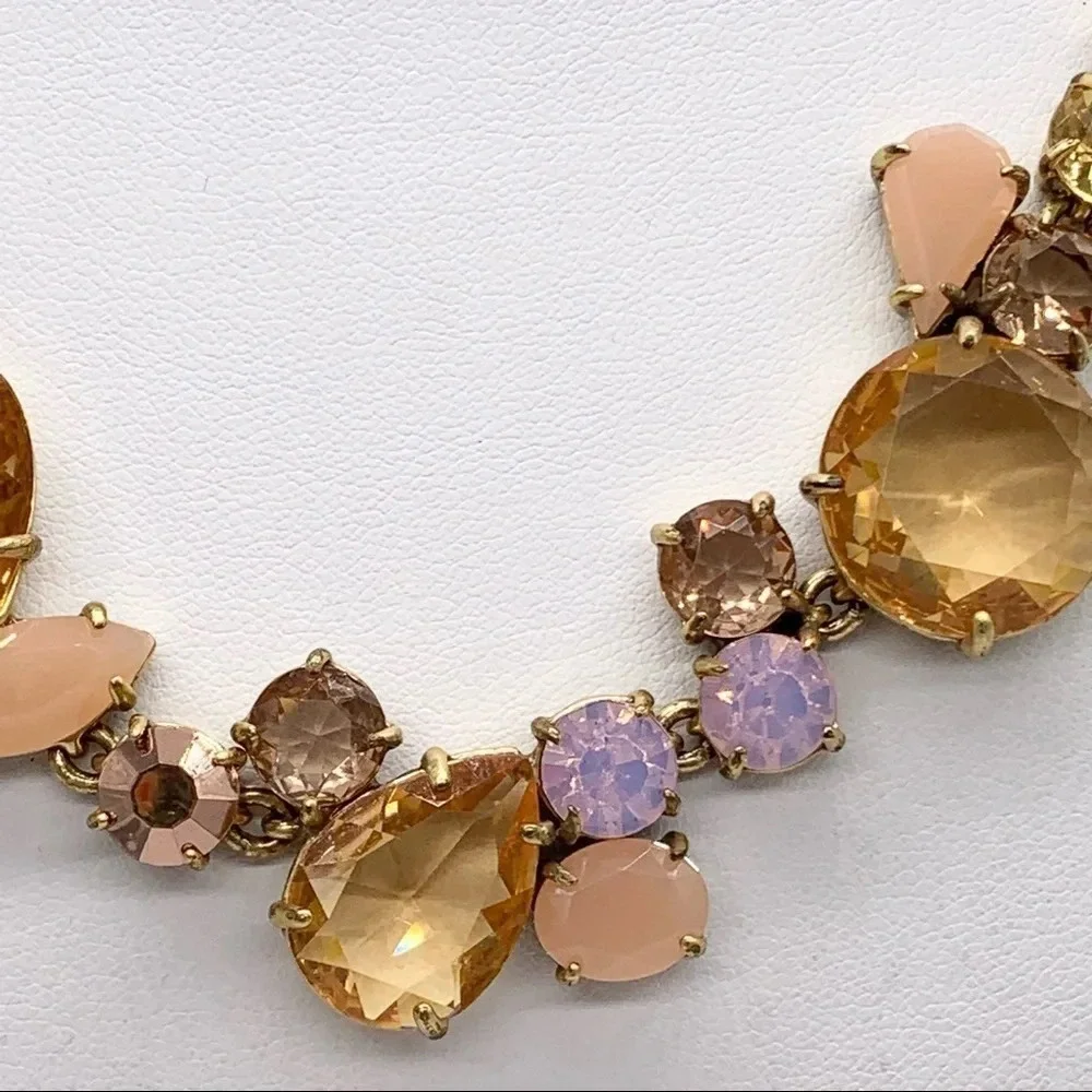 J. Crew Crystal Foliage Peach Necklace